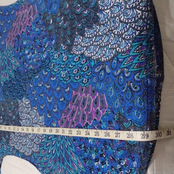 Beautiful peacock feathers tunic top/dress, sz med - Picture 13 of 16